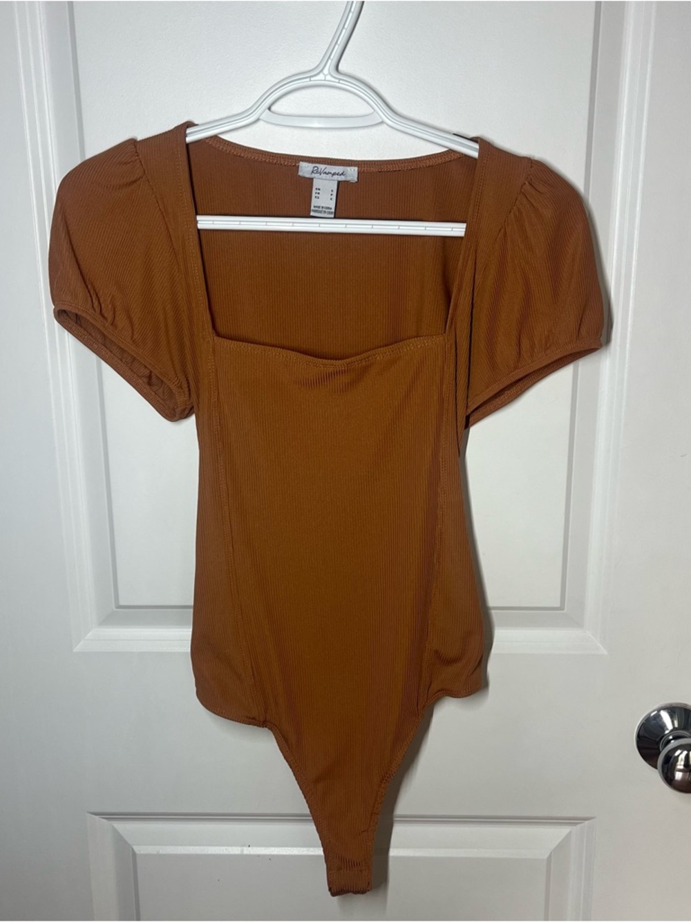 Revamped Body Suit Orange Puff Sleeve